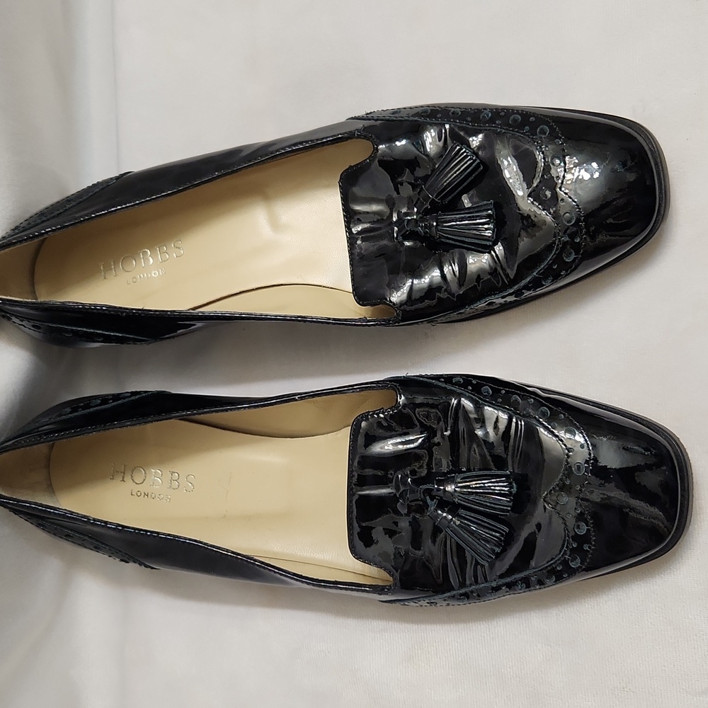 Hobbs London Patent Leather Leopard Print Oxford Tassel Flat Loafers (w Size 40)